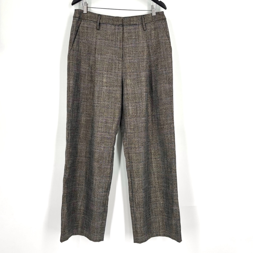 Jason Wu NWOT Gold-Toned Plaid Wide Leg High Rise Trousers, 8